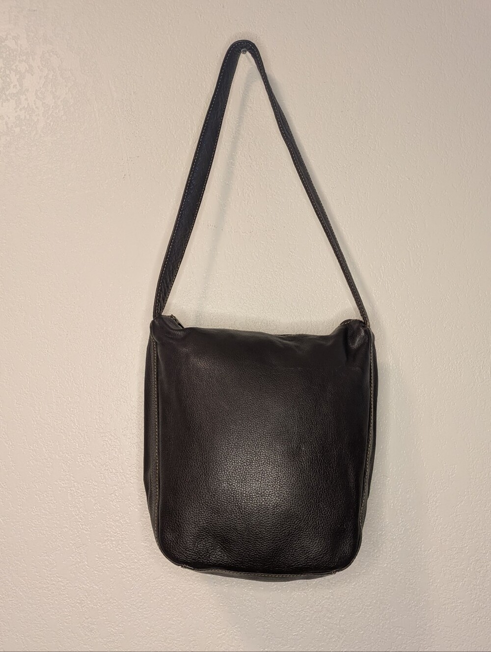 Vintage ESPRIT Collection San Francisco Chocolate Brown Leather Shoulder Bag 90s - Picture 3 of 13